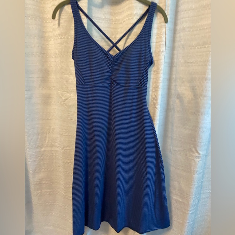 PrAna Strappy Crisscross Back Striped Active Dress Built in Bra XS